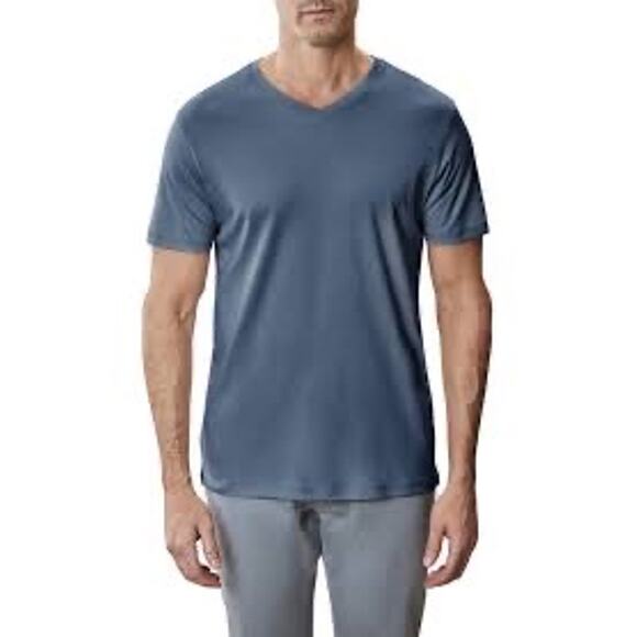 CUTS Men’s Curve Hem V-Neck T-Shirt Short Sleeve in Blue Size Large - Picture 1 of 7